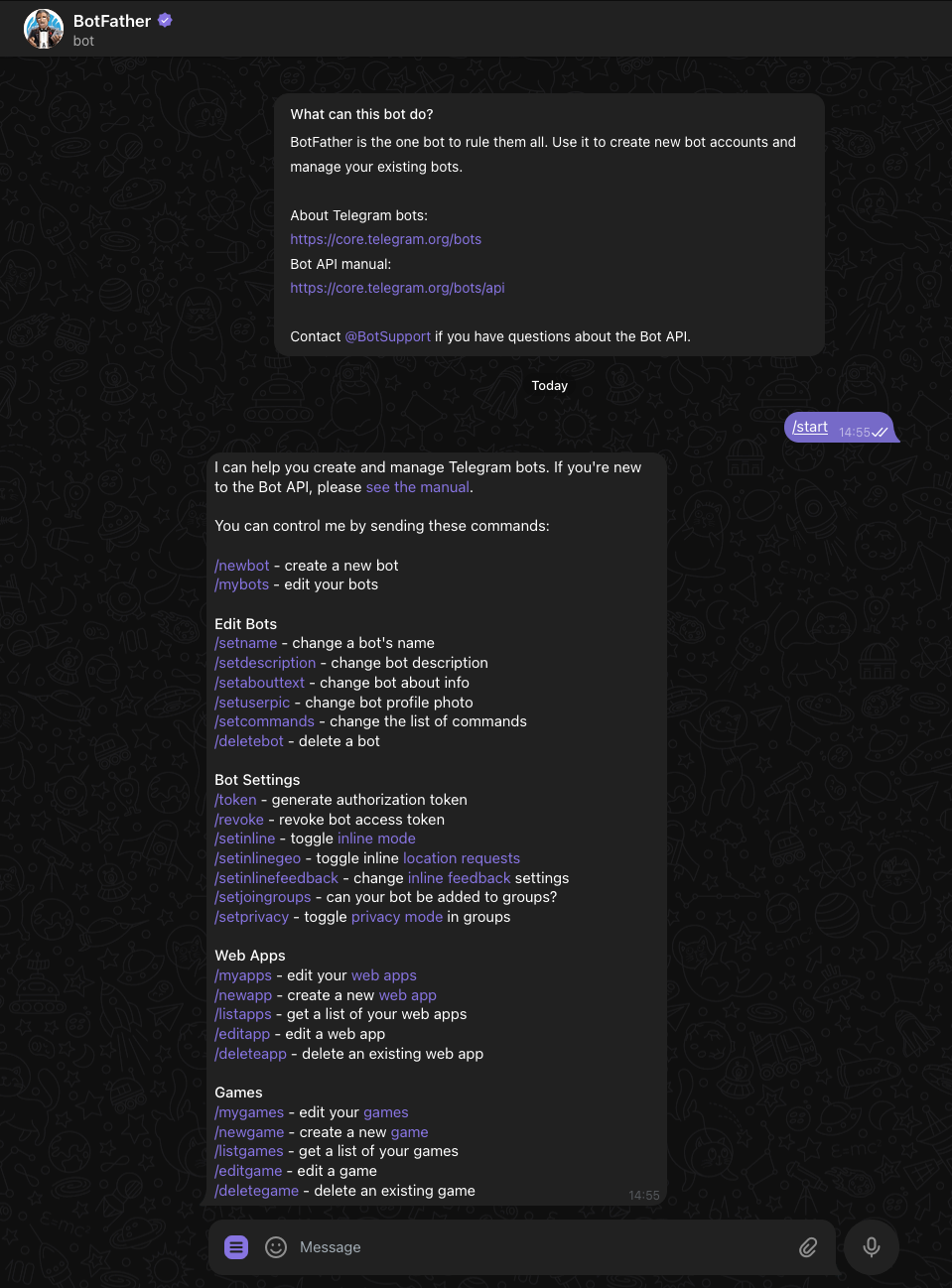 BotFather conversation